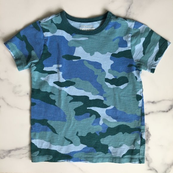 J Crew Crewcuts Everyday Boys Camo Ringer T-Shirt, 100% cotton, Size 6-7 - Picture 2 of 5